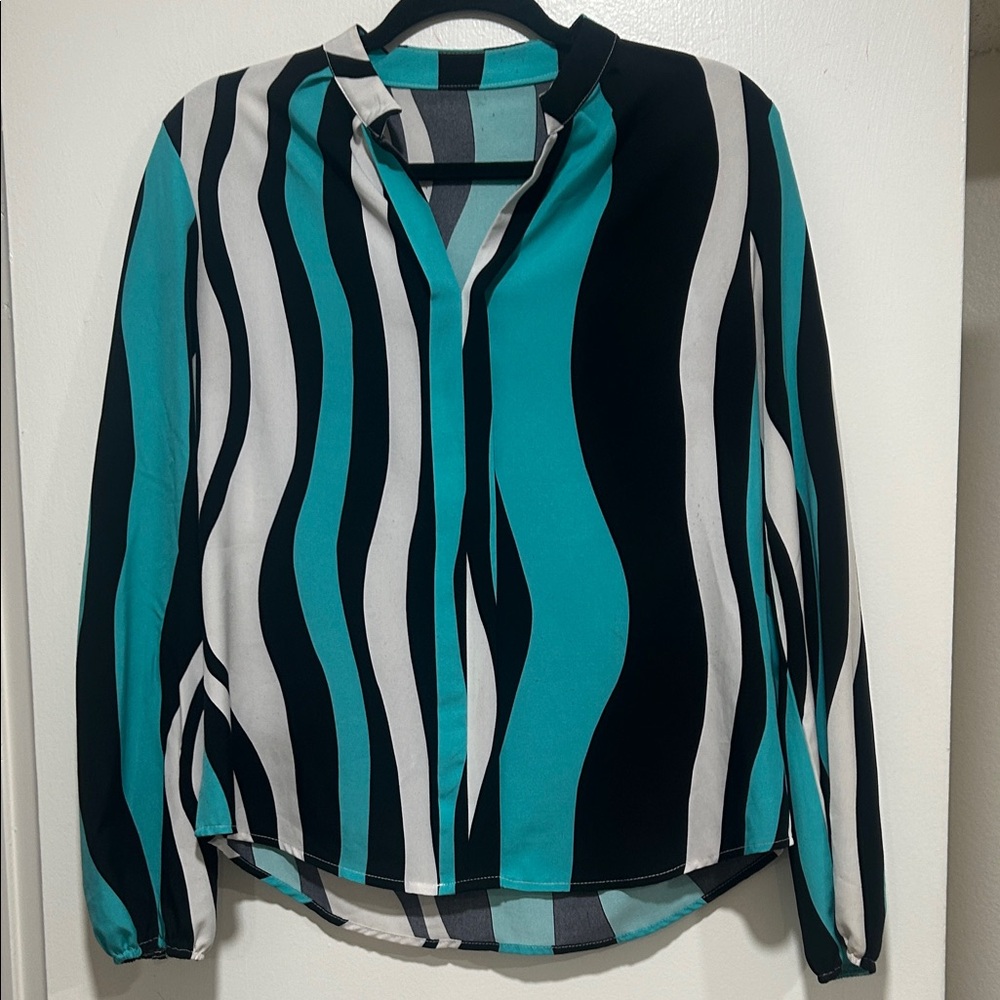 Stylish Teal and Black Women's Top
